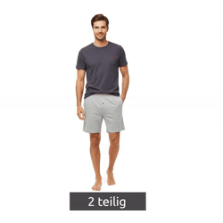 leichter SCOTCH & SODA Herren Pyjama 2-teiliges Shorty-Set mit Baumwolle kurzer Schlafanzug SSSP25M389721-050 Dunkelblau/Grau