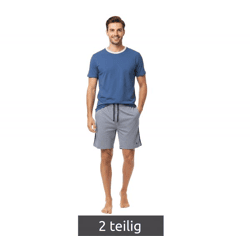 leichter SCOTCH & SODA Herren Pyjama 2-teiliges Shorty-Set mit Baumwolle kurzer Schlafanzug SSSP25M206083-410 Blau