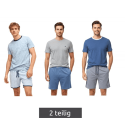 leichter SCOTCH & SODA Herren Pyjama 2-teiliges Shorty-Set mit Baumwolle kurzer Schlafanzug SSSP25M in Hellblau, Grau/Navy und Grau/Blau