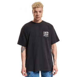 Market Call My Lawyer T-Shirts verwaschen schwarz