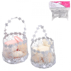 Mini-Geschenkkorb silbergrau 10 cm 2 Stück