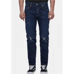 Modern 2Y Premium Men's Stretch Jeans with Zipper and Ribbed Cuffs, Cotton, Blue