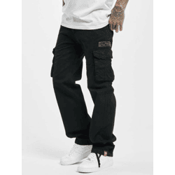 Modern Alpha Industries Men's Jeans with Drawstring and Zipper, Cotton, Black