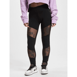 moderne DEF Damen Hose Stretch Mesh mit Baumwolle Schwarz