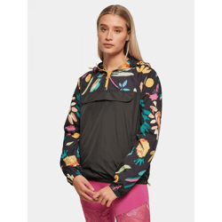 moderne Urban Classics Damen Jacke große Kapuze Kordelzug 68 g/m² Schwarz/Bunt