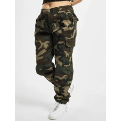 Modern Urban Classics Women's Stretch Jeans with Zipper Pockets and Cotton Camouflage Print