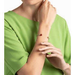 Moderner Calvin Klein Damen Armreif Edelstahl-Armband mit roter Kugel und goldener Metallscheibe Arm-Schmuck Größe XS KJ9RJF1402 Gold