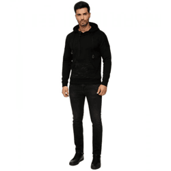 Moderner Herren Strick-Pullover Kapuzen-Sweater Grobstrick-Hoodie Strick-Jacke 13290 Schwarz