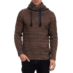Moderner Herren Strick-Pullover mit Rollkragen Strukturstrick-Sweater 13369 Camel