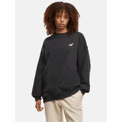 modernes DEF Damen Sweatshirt Rippstrick Oversize Schwarz