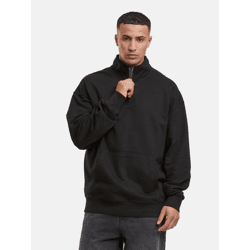 modernes DEF Herren Sweatshirt Reißverschluss Rippbündchen mit Baumwolle Schwarz