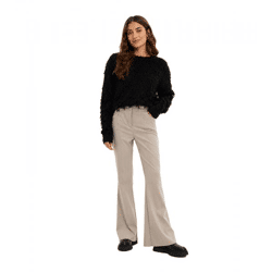 modische Damen Hose Stoff-Hose Schlag-Hose mit weitem Bein 914072 Beige