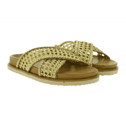 modische INUOVO Damen Echtleder-Pantoletten mit flexibler Laufsohle Schlupf-Schuhe 396052 Braun