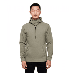 Modischer Kapuzen-Sweater für Herren mit intregrierter Mund-Nasen-Bedeckung Hoodie Pullover 19139 Khaki Melange