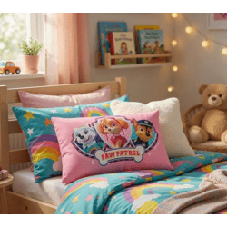nickelodeon PAW PATROL Skye Chase Welpen Kinder Kissen Reisekissen mit Taschen 38x20cm Pink/Rosa