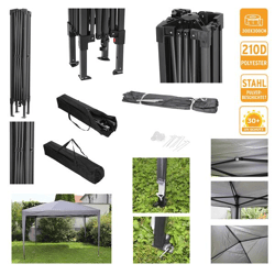 Pavillon, Pop-Up, anthrazit, 3x3m