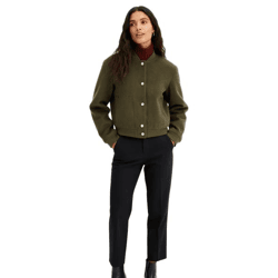 pflegeleichter Damen Blouson in Wolloptik Übergangs-Jacke mit Zierknöpfen Große Größen 973668 Grün