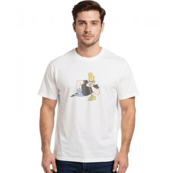 RE:COVERED X Cartoon Network Herren T-Shirt Johnny Bravo Baumwoll-Shirt Rundhals-Shirt RCWARN752 Hellbeige