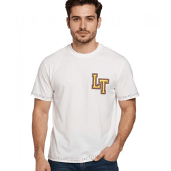 RE:COVERED X LOONEY TUNES Herren T-Shirt mit Basketball-Print Baumwoll-Shirt Rundhals-Shirt RCWARN750 Ecru-Weiß