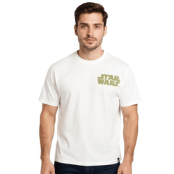 RE:COVERED X STAR WARS Herren T-Shirt mit Rücken-Print Baumwoll-Shirt Kurzarm-Shirt RCDIF2045 Ecru-Weiß