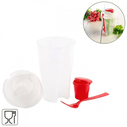 Salatstreuer mit Gabel und Dressingbehälter 700 ml sortiert