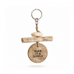 Schlüsselanhänger Make it Double Holz natur 13 cm