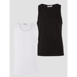 Sporty DEF Men's Tank Top with Cotton, Black/White
