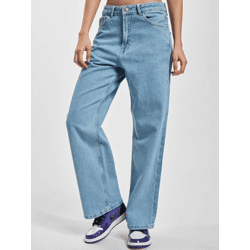 stylische Denim Project Damen Jeans Straight Fit Reißverschluss Taschen Blau