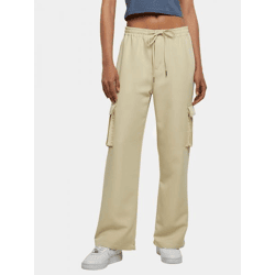 stylische Urban Classics Damen Jeans Straight Fit Kordelzug Taschen Beige