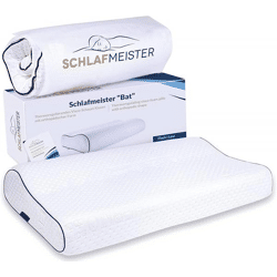 thermoregulierendes SCHLAFMEISTER Bat Kopf-Kissen Nackenstütz-Kissen OEKO-TEX zertifiziert Allergiker-Kissen 60x30x8cm Weiß