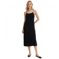 trendiges Damen Flanell Kleid verstellbares Baumwoll-Kleid mit Spaghetti-Trägern 943770 Schwarz