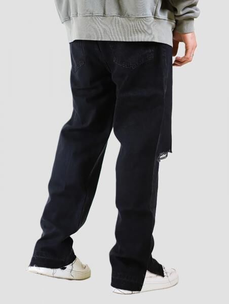 UNEFFECTED Weite Destroyed Loose Fit Jeans schwarz