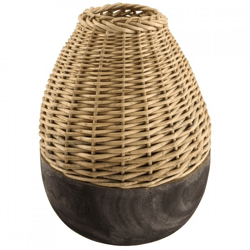 Vase Paulownia Holz schwarz/natürlich 38 cm