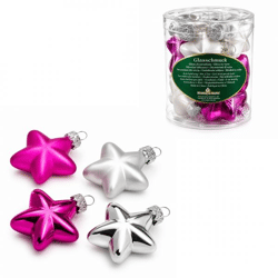 Weihnachtskugeln, Mini-Stern, Glas, 4 cm, 12er-Set