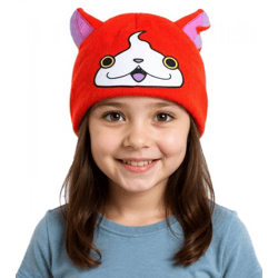 Yo-kai Watch Jibanyan Beanie Strick-Mütze Kinder Kopfbedeckung mit Ohren KC472464YKW Orange/Pink