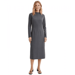zeitloses Damen Midi-Kleid Etui-Kleid mit Taillenabnähern Business-Kleid 916193 Grau