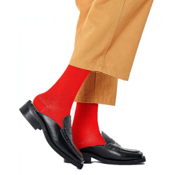 1 Paar Happy Socks Solid Unisex Crew-Socken Bio-Baumwoll-Socken mit Schriftzug- und Logo-Print Alltags-Strümpfe P001121 Rot/Blau