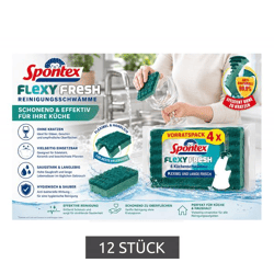 12er Spontex Flexy Fresh Topfreiniger Reinigungsschwämme Schonend für Gläser & Empfindliche Oberflächen 9596792 Grün