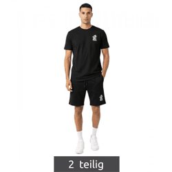 2-teiliges ON THAT ASS Brooklyn Herren Summer Set aus Baumwolle T-Shirt & Shorts bequemes Sommer-Outfit im modernen Stil Schwarz