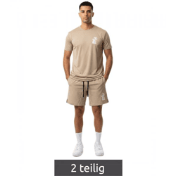 2-teiliges ON THAT ASS Reno Herren Sport-Set Performance Set Gym Outfit mit T-Shirt & Shorts Khaki