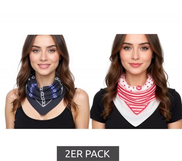2er Pack DELMAO Halstuch mit verschiedenen Mustern Alltags-Tuch 8168 3644 Wei&szlig;/Schwarz/Rot