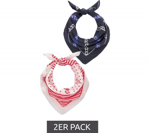 2er Pack DELMAO Halstuch mit verschiedenen Mustern Alltags-Tuch 8168 3644 Wei&szlig;/Schwarz/Rot