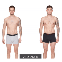 2er Pack Kappa Herren Boxershorts mit Marken Schriftzug und Logo Unterhose 351K1JW ADK Dunkelgrau/Hellgrau/Rot