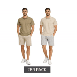2er Pack klassisches BLEND Herren Poloshirt aus Baumwolle Shirt 20718074-204242 Beige/Braun