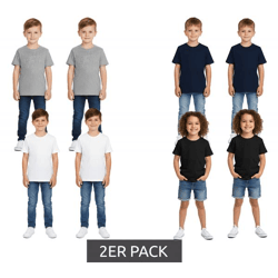 2er Pack PUMA Base Kinder Sport-Shirt für Jungen & Mädchen nachhaltiges Baumwoll T-Shirt mit Logo 678577 Grau, Dunkelblau oder 678260 Wei