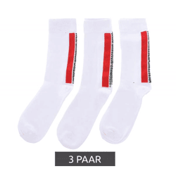 3 Paar BIKKEMBERGS Herren Tennis-Socken mit Markenschriftzug Baumwoll-Strümpfe BF_009 Weiß