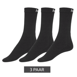 3 Paar hummel Damen & Kinder Basic Sport-Socken mit Marken-Schriftzug Baumwoll-Strümpfe Alltags-Socken 205603 2001 Schwarz