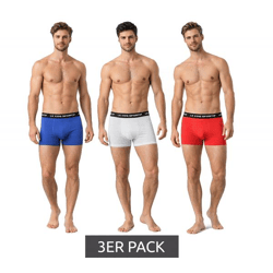 3er Pack Le Coq Sportif Basic Boxer Herren Boxer-Shorts Baumwoll-Unterhose Unterwäsche K46938CO Rot/Grau-meliert/Blau