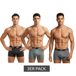 3er Pack PUMA Basic Boxer Herren Boxer-Shorts Baumwoll-Unterhose Unterwäsche 100003547 001 Schwarz/Grau-meliert/Grün