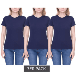 3er Pack PUMA Damen Baumwoll-Shirt T-Shirts Rundhals-Shirt Basic-Shirt 780027 05 Navy